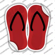 Red Solid Novelty Flip Flops Sticker Decal Small
