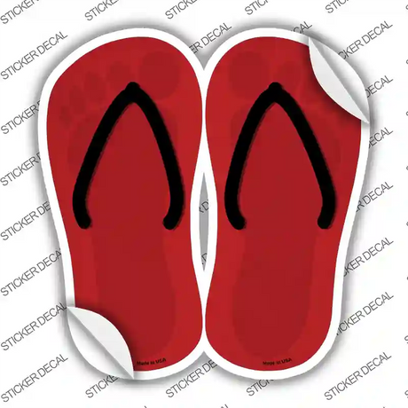 Red Solid Novelty Flip Flops Sticker Decal Small