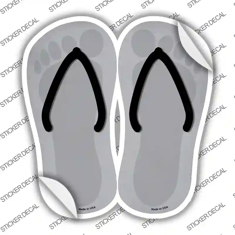 Gray Solid Novelty Flip Flops Sticker Decal Small