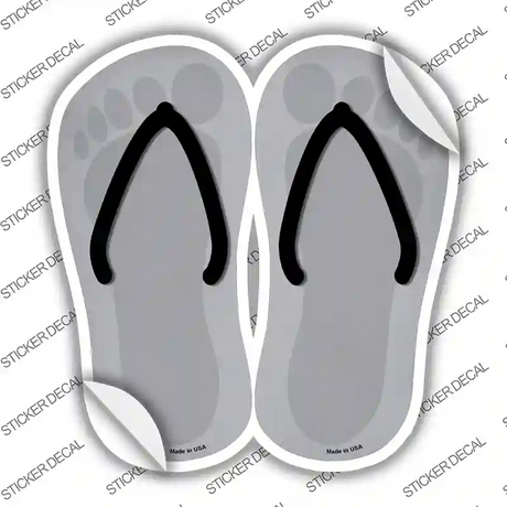 Gray Solid Novelty Flip Flops Sticker Decal Small