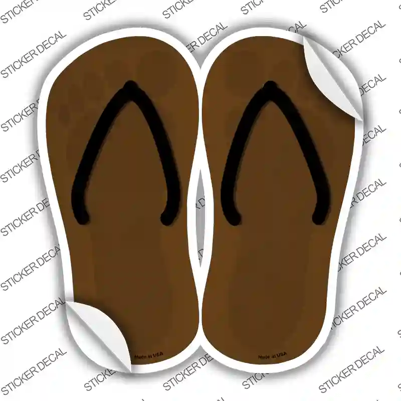 Brown Solid Novelty Flip Flops Sticker Decal Small