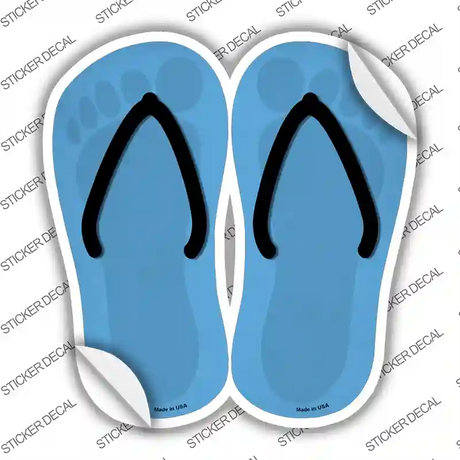 Light Blue Solid Novelty Flip Flops Sticker Decal Small