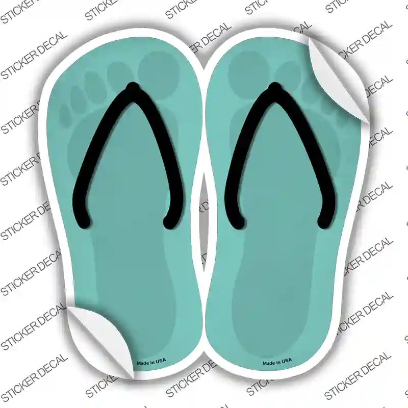Mint Solid Novelty Flip Flops Sticker Decal Small