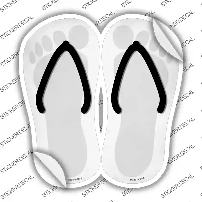 White Solid Novelty Flip Flops Sticker Decal Small