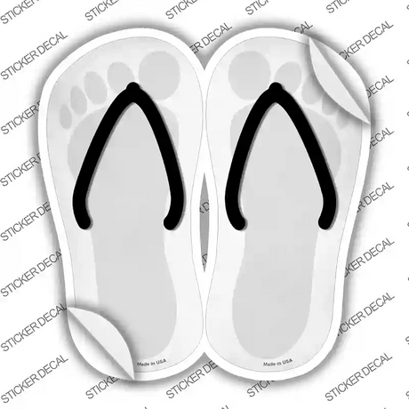 White Solid Novelty Flip Flops Sticker Decal Small