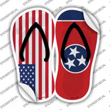 USA|Tennessee Flag Novelty Flip Flops Sticker Decal Small