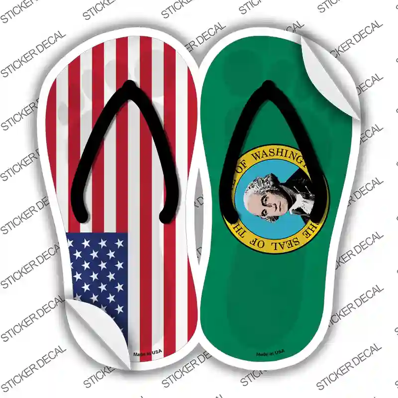 USA|Washington Flag Novelty Flip Flops Sticker Decal Small