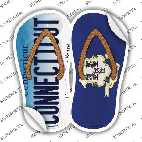 Connecticut|CT Flag Novelty Flip Flops Sticker Decal Small