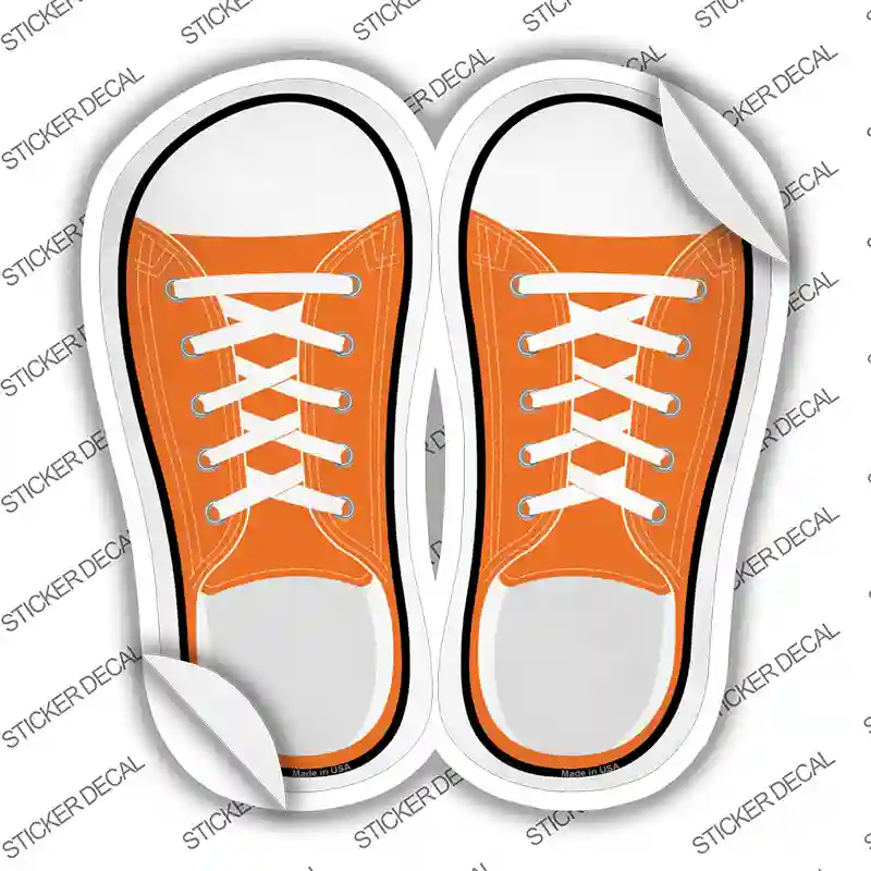 Orange Solid Novelty Shoe Outlines Sticker Decal Small