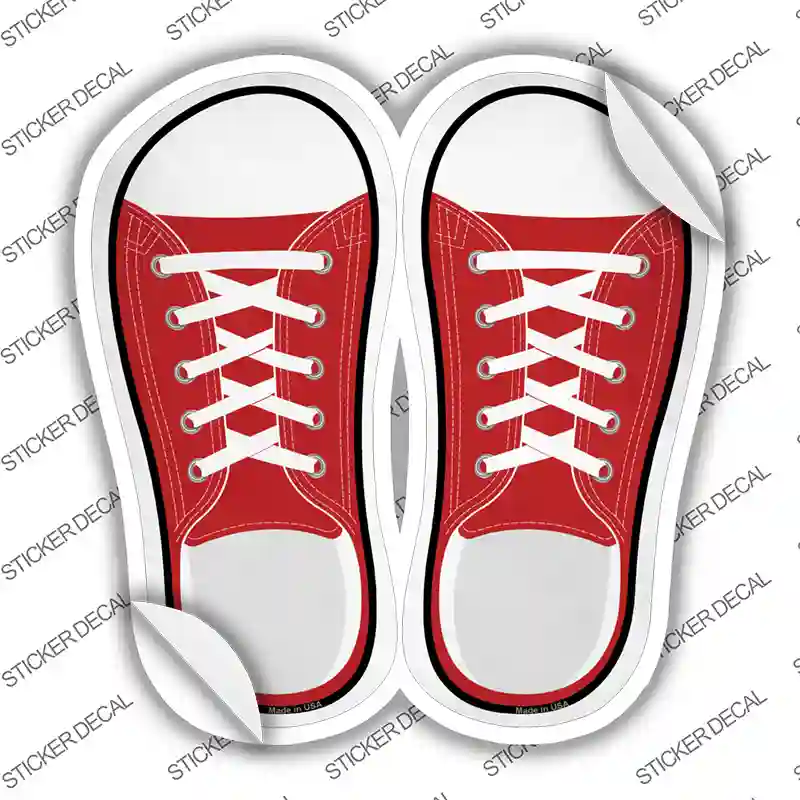 Red Solid Novelty Shoe Outlines Sticker Decal Small