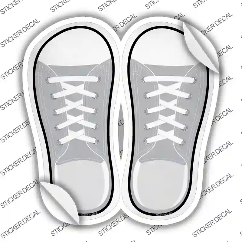 Gray Solid Novelty Shoe Outlines Sticker Decal Small