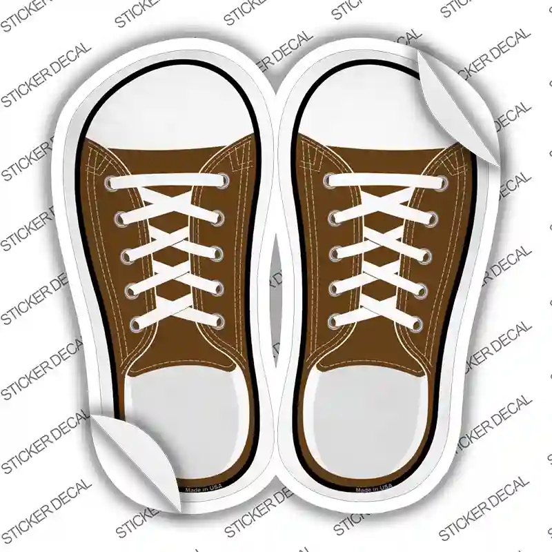 Brown Solid Novelty Shoe Outlines Sticker Decal Small