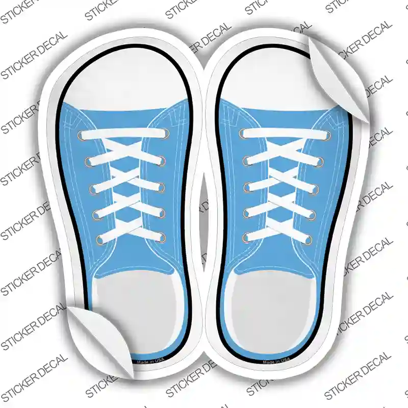 Light Blue Solid Novelty Shoe Outlines Sticker Decal Small
