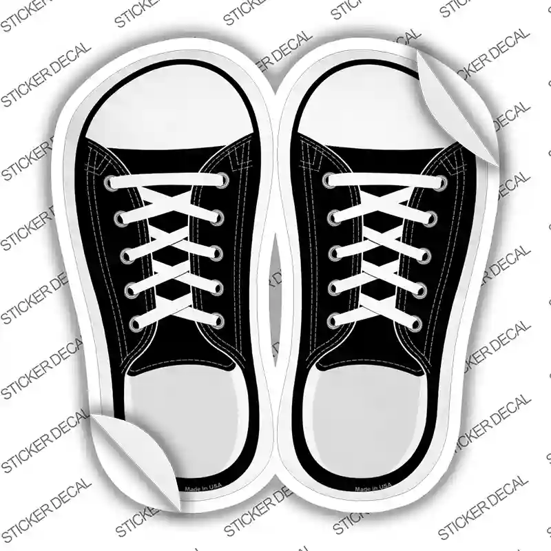 Black Solid Novelty Shoe Outlines Sticker Decal Small