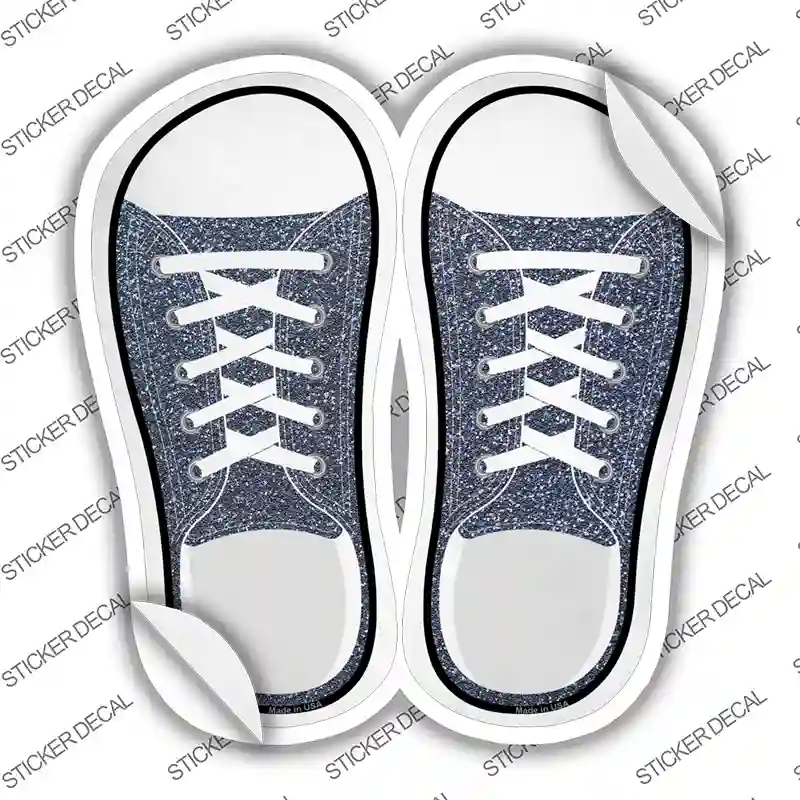 Blue Glitter Novelty Shoe Outlines Sticker Decal Small