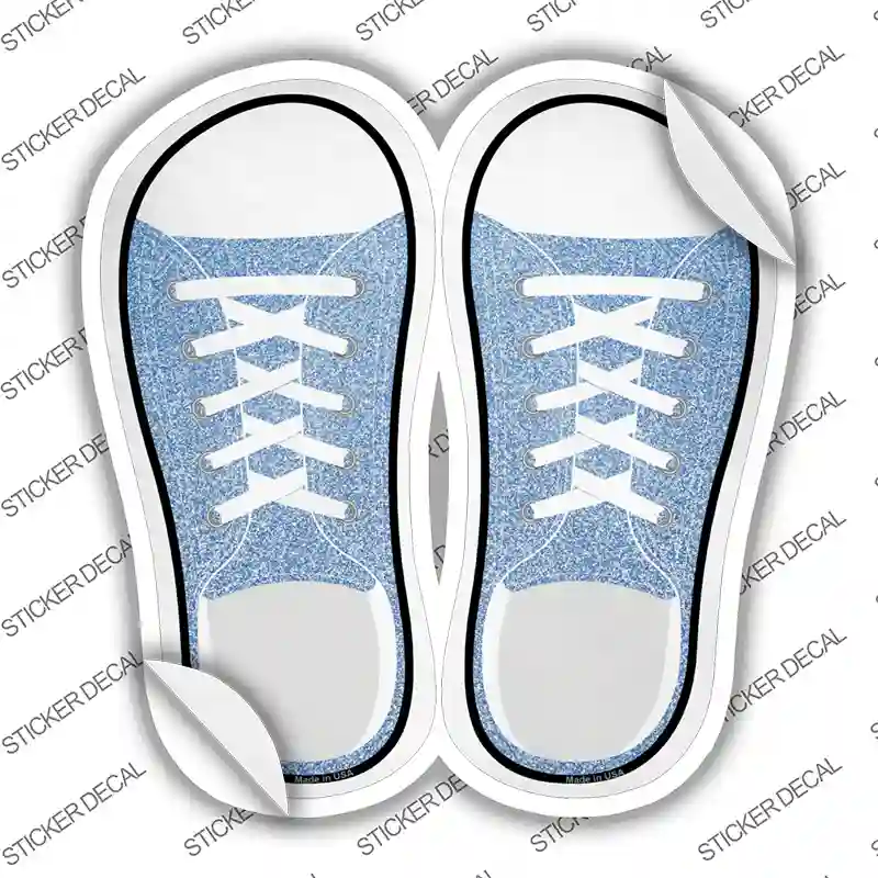 Light Blue Glitter Novelty Shoe Outlines Sticker Decal Small