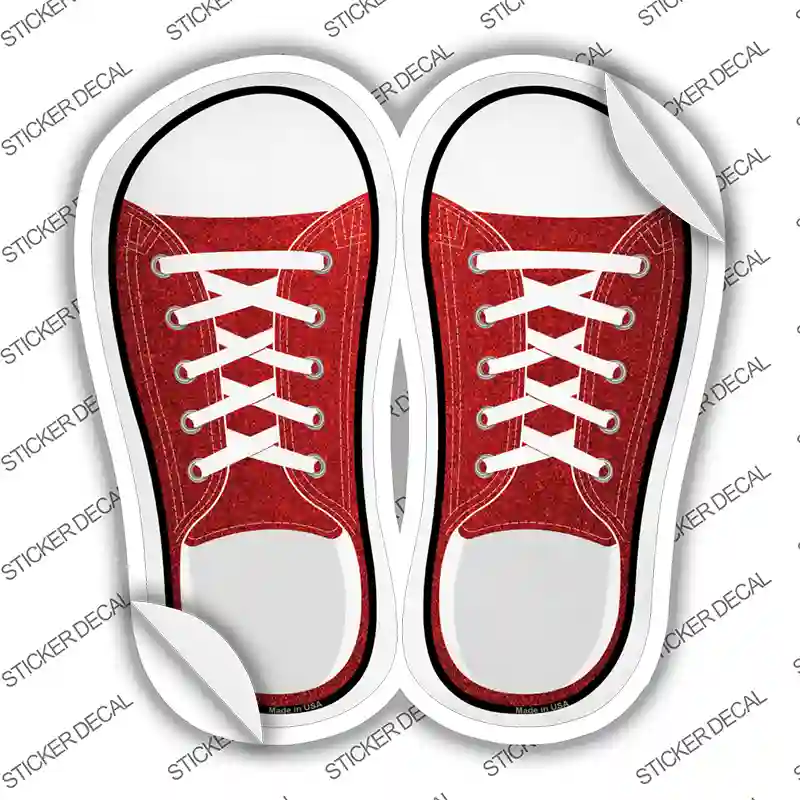 Red Glitter Novelty Shoe Outlines Sticker Decal Small