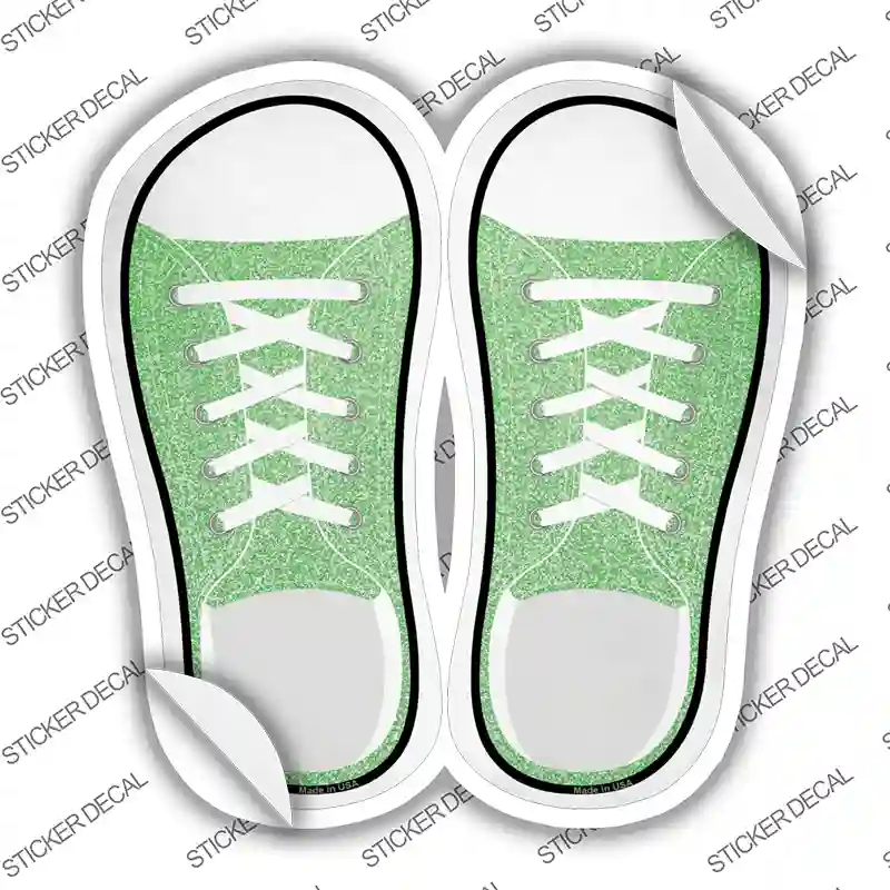 Lime Green Glitter Novelty Shoe Outlines Sticker Decal Small