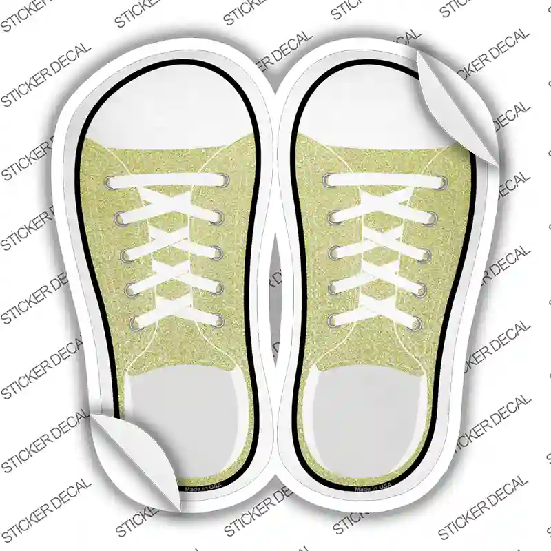 Yellow Glitter Novelty Shoe Outlines Sticker Decal Small