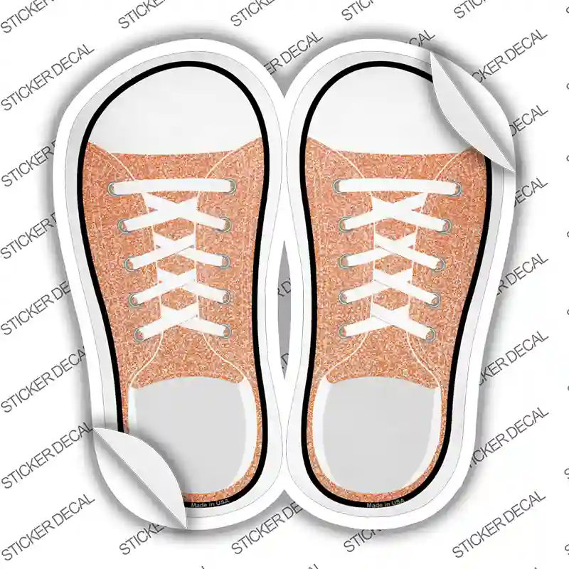 Orange Glitter Novelty Shoe Outlines Sticker Decal Small