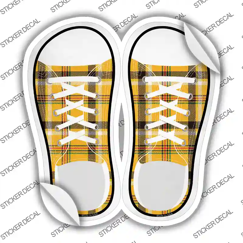 Yellow Plad Novelty Shoe Outlines Sticker Decal Small