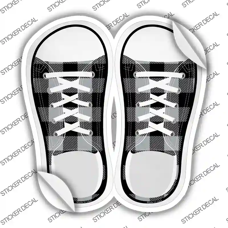 Black Plad Novelty Shoe Outlines Sticker Decal Small
