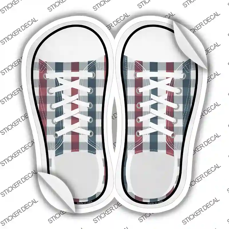 Red|Blue Plad Novelty Shoe Outlines Sticker Decal Small
