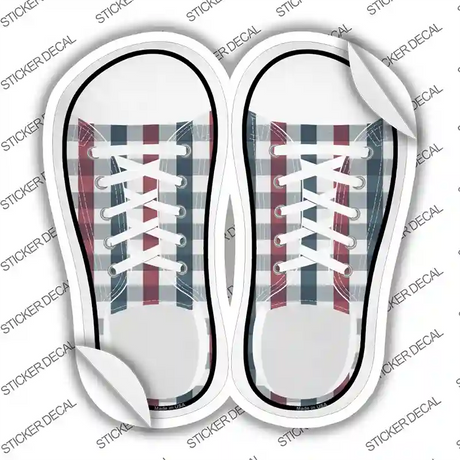 Red|Blue Plad Novelty Shoe Outlines Sticker Decal Small