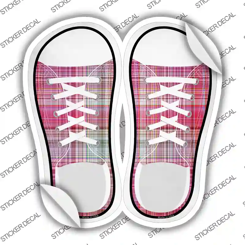 Pink Plad Novelty Shoe Outlines Sticker Decal Small