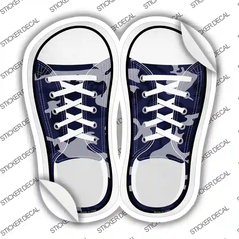 Navy Blue Camo Novelty Shoe Outlines Sticker Decal Small