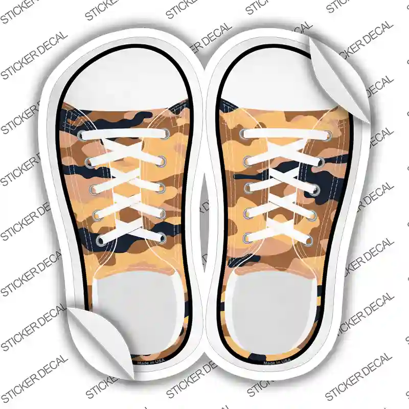 Yellow Camo Novelty Shoe Outlines Sticker Decal Small