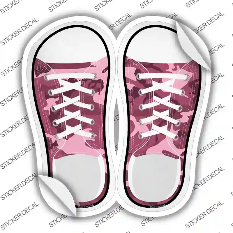 Pink Camo Novelty Shoe Outlines Sticker Decal Small