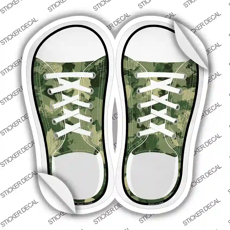 Green Leaves Camo Novelty Shoe Outlines Sticker Decal Small