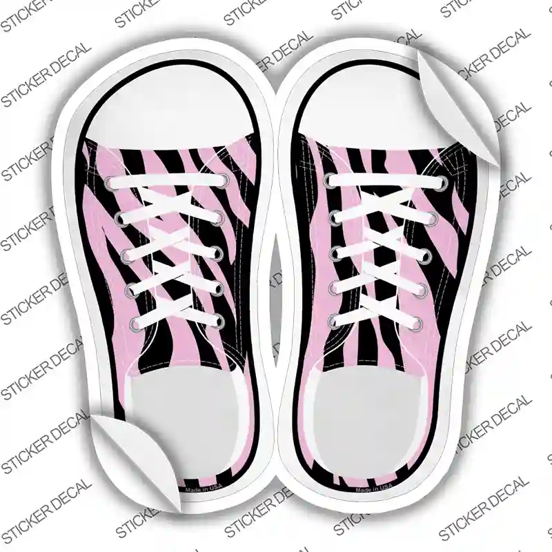 Pink Zebra Print Novelty Shoe Outlines Sticker Decal Small