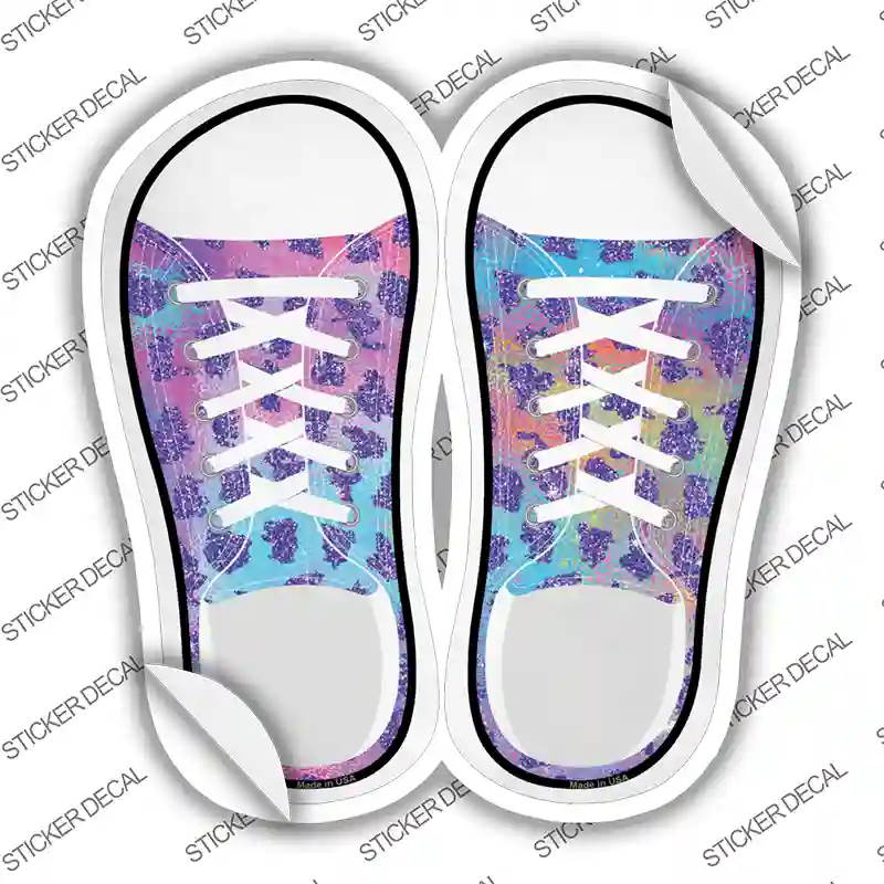 Pink|Blue Sparkles Novelty Shoe Outlines Sticker Decal Small