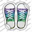 Purple|Green Sparkles Giraffe Print Novelty Shoe Outlines Sticker Decal Small