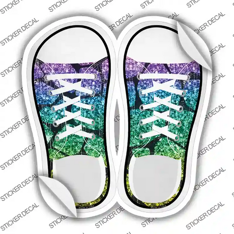 Purple|Green Sparkles Giraffe Print Novelty Shoe Outlines Sticker Decal Small