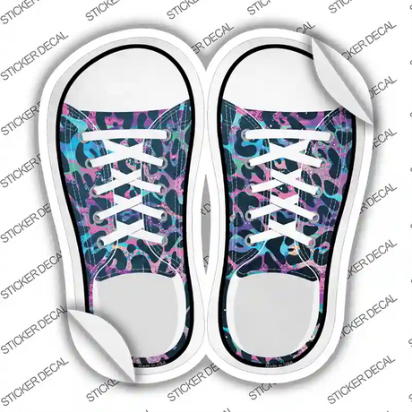 Pink|Blue Leopard Print Novelty Shoe Outlines Sticker Decal Small