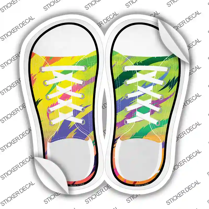 Rainbow Tiger Print Novelty Shoe Outlines Sticker Decal Small