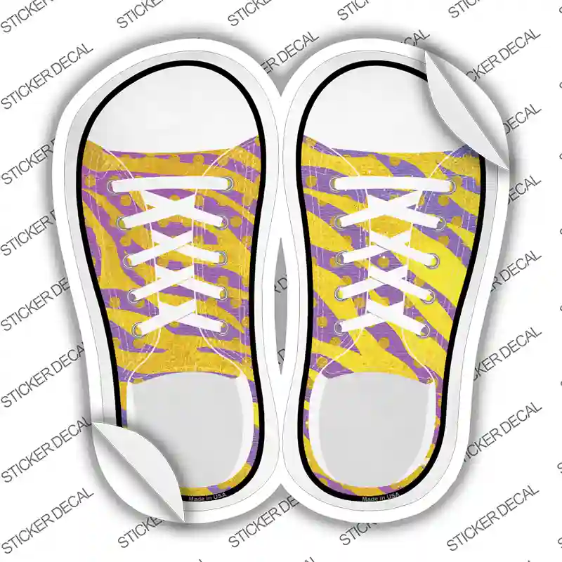 Yellow|Pink Zebra Print Novelty Shoe Outlines Sticker Decal Small