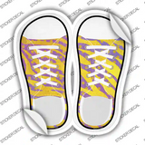 Yellow|Pink Zebra Print Novelty Shoe Outlines Sticker Decal Small