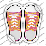 Purple|Pink Striped Pattern Novelty Shoe Outlines Sticker Decal Small