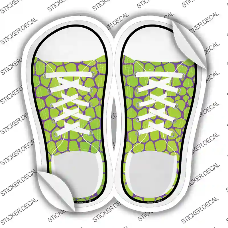 Green|Purple Alligator Print Novelty Shoe Outlines Sticker Decal Small