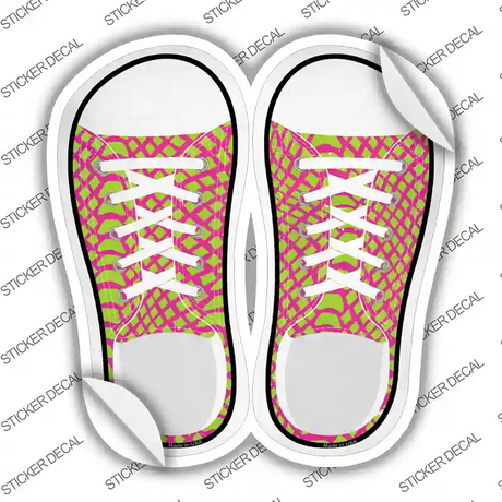 Lime Green|Pink Pattern Novelty Shoe Outlines Sticker Decal Small