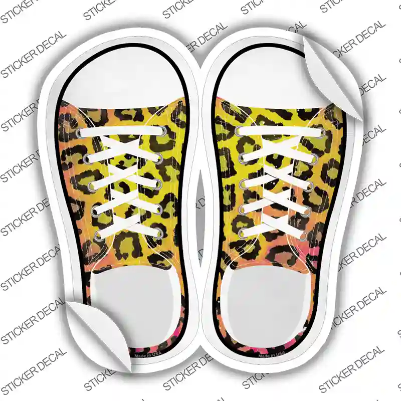 Black|Yellow Leopard Print Novelty Shoe Outlines Sticker Decal Small
