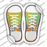 Gold|Rainbow Leopard Print Novelty Shoe Outlines Sticker Decal Small