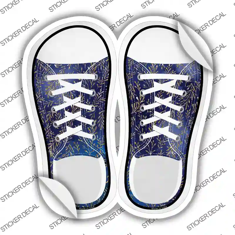 Gold Leaves Purple Novelty Shoe Outlines Sticker Decal Small