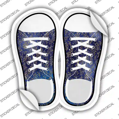 Gold Leaves Purple Novelty Shoe Outlines Sticker Decal Small