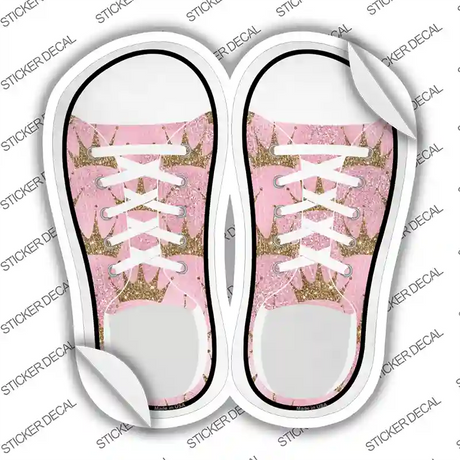 Crown Pink Glitter Novelty Shoe Outlines Sticker Decal Small