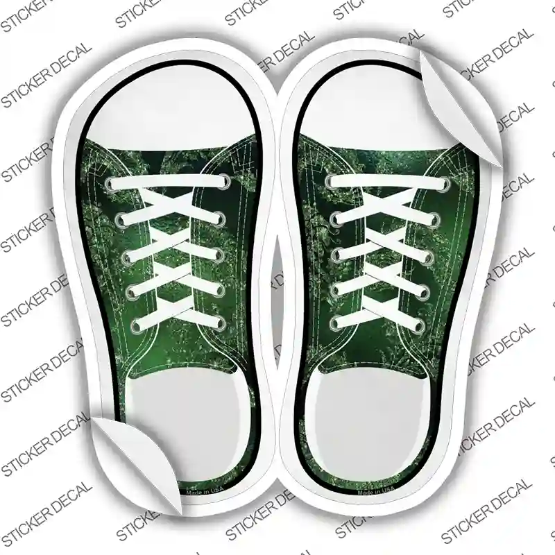 Green Glitter Pattern Novelty Shoe Outlines Sticker Decal Small